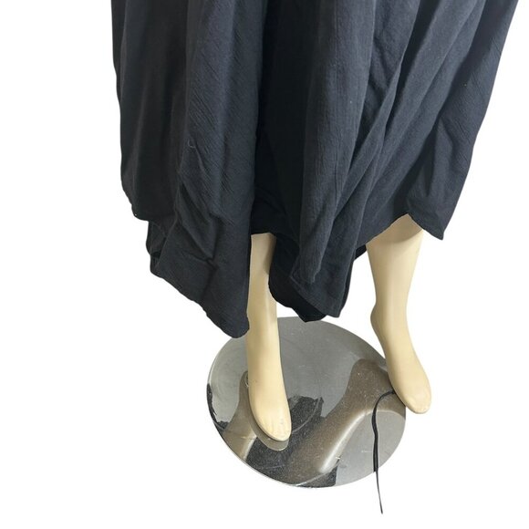 Old Navy Black Fit & Flare Crinkled Halter Midi Dress Handkerchief Hem Sz XXL - Picture 3 of 8